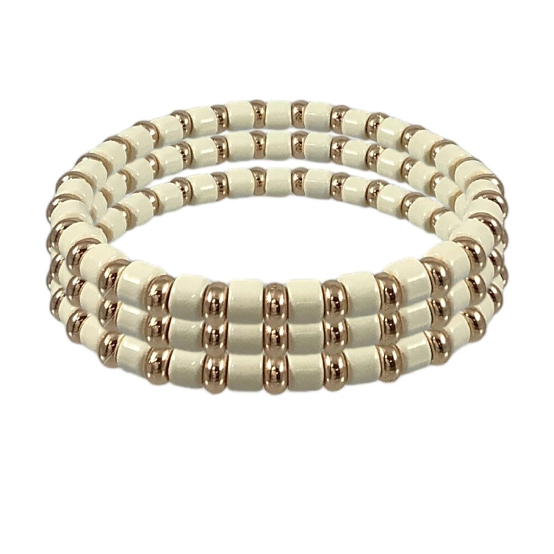 BEADED POLISH BRACELET SET - IVORY