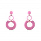 ACRYLIC DROP HOOP EARRINGS - PINK