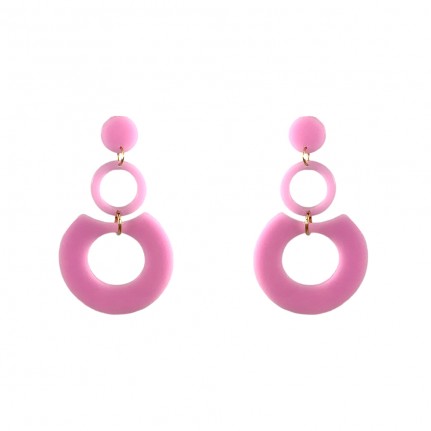ACRYLIC DROP HOOP EARRINGS - PINK
