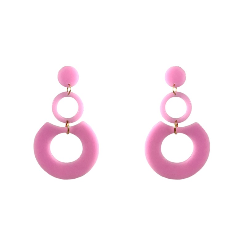 ACRYLIC DROP HOOP EARRINGS - PINK
