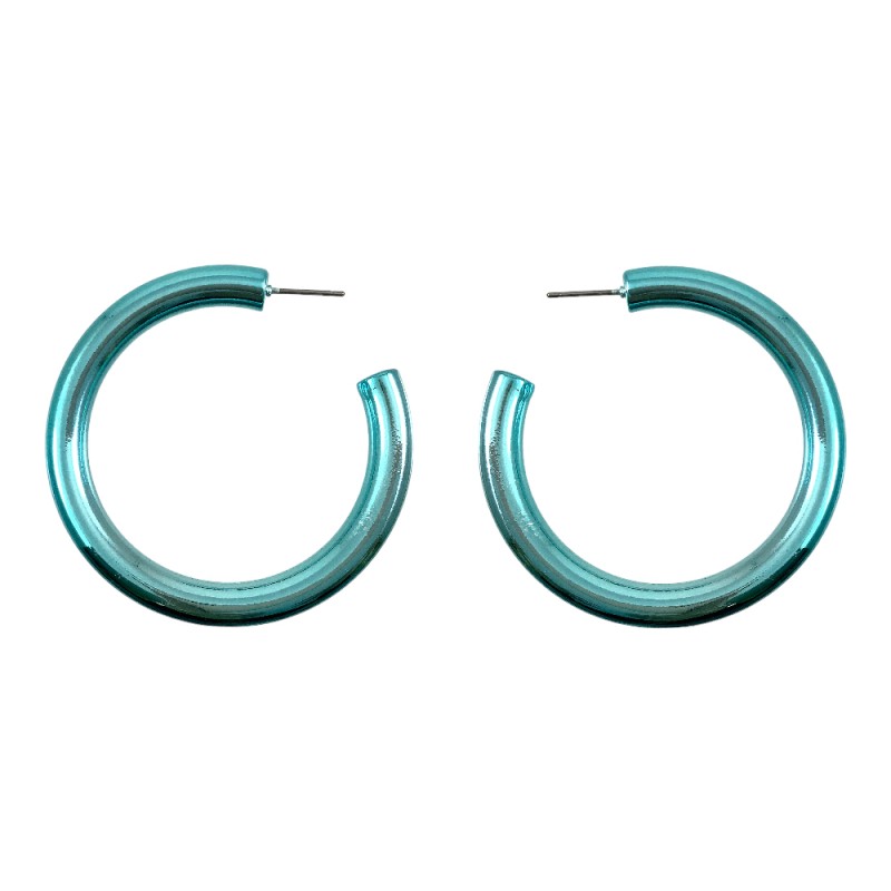TUBE HOOP EARRINGS - TURQUOISE LARGE TUBE