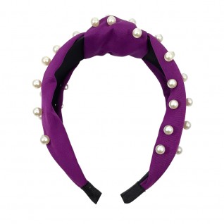 Purple - Fabart Braided Hair Band with Bead Work 48