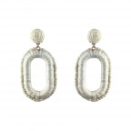 RAFFIA SEED BEADED DROP EARRINGS - IVORY 