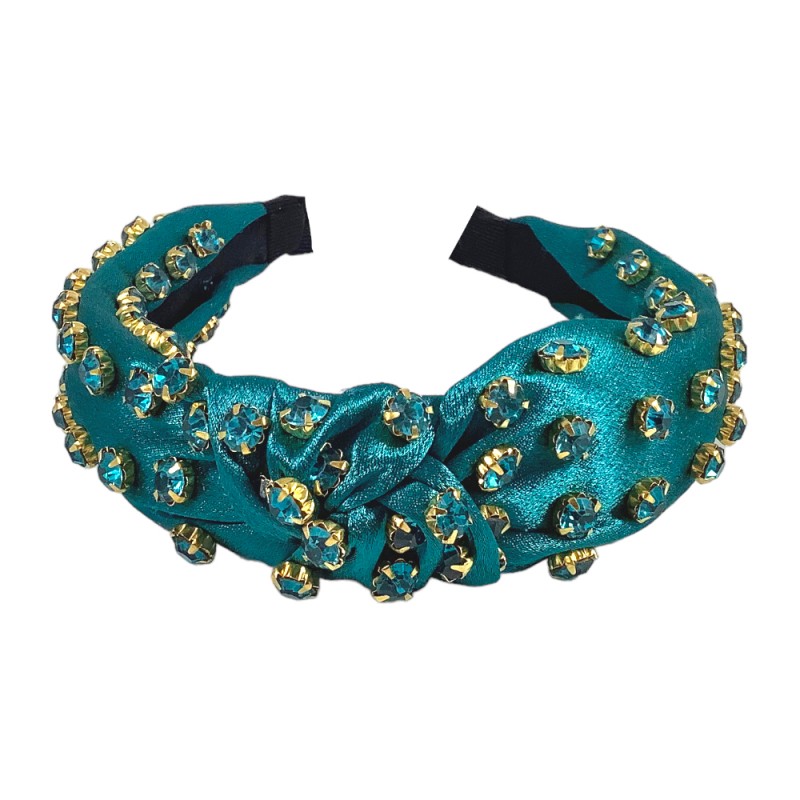 MATCHING GEM & SILK KNOT HEADBAND - TEAL