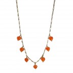 HEART BEADED QUARTZ NECKLACE - ORANGE