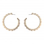 CRYSTAL BEADED RAFFIA WRAPPED HOOP EARRINGS - IVORY