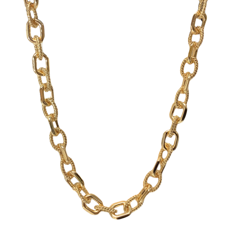 CHUNKY NECKLACE - GOLD - TWISTED &  HAMMERED LINKS 