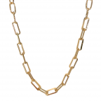 CHUNKY NECKLACE - GOLD - RECTANGLE LINKS & CUBIC ZIRCONIA PATTERN 
