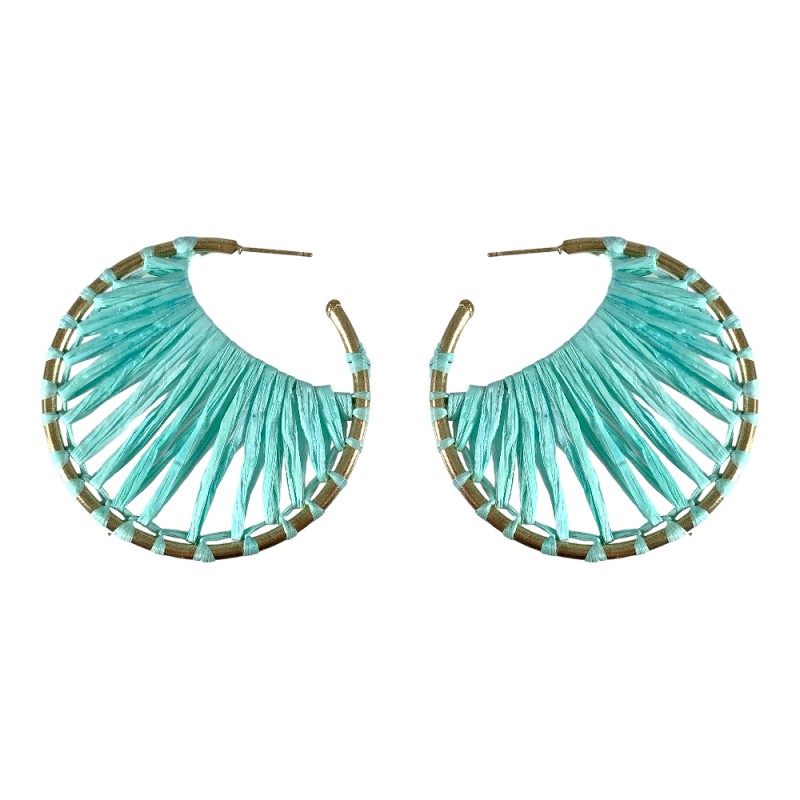 RAFFIA WRAPPED HOOP - MINT