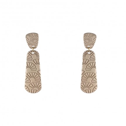 FAN PRINTED SILICON DROP EARRINGS - BEIGE