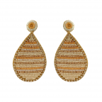 SEED BEAD TEARDROP STATEMENT EARRINGS -  LIGHT ORANGE