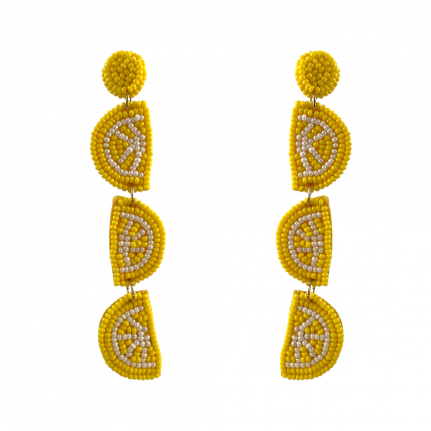 SEED BEAD DROP & DANGLE FRUIT EARRINGS - LEMONS