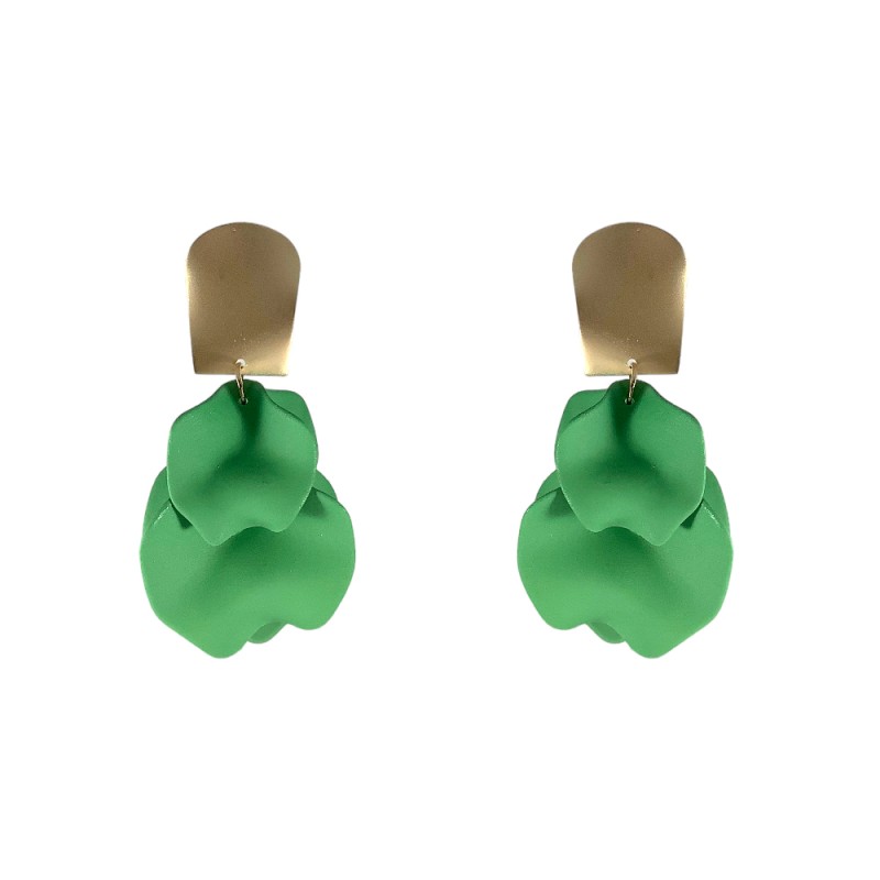 PETAL DROP MATTE EARRINGS - GREEN