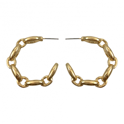 RETRO LINK HOOP EARRINGS - GOLD