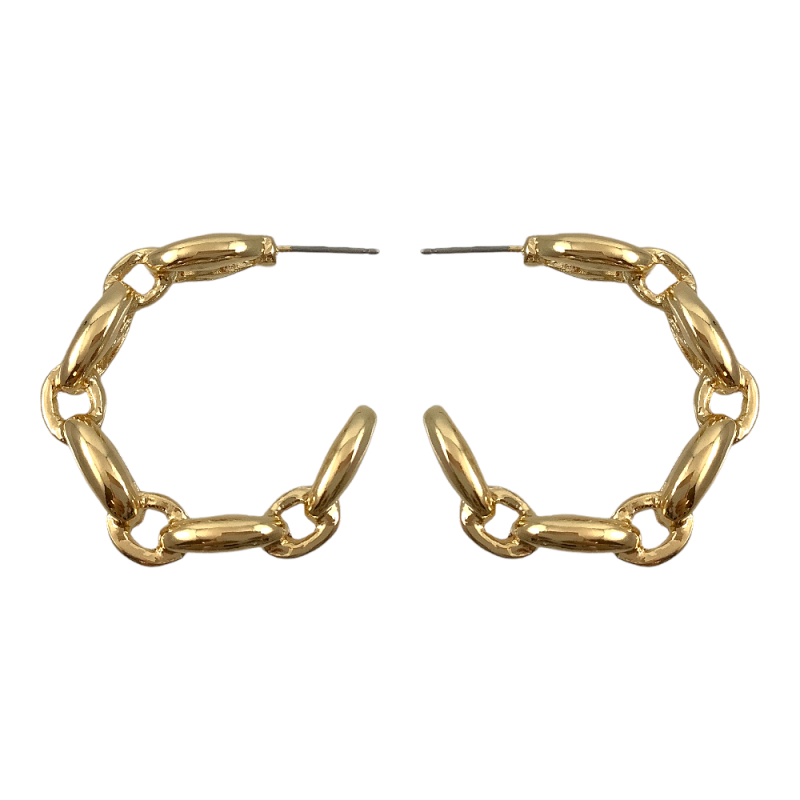 RETRO LINK HOOP EARRINGS - GOLD
