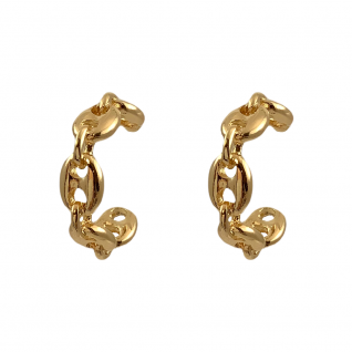 RETRO LINK HOOP EARRINGS - GOLD