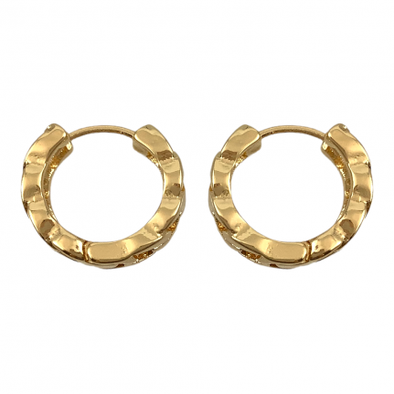 RETRO LINK HUGGIE HOOP EARRINGS - GOLD