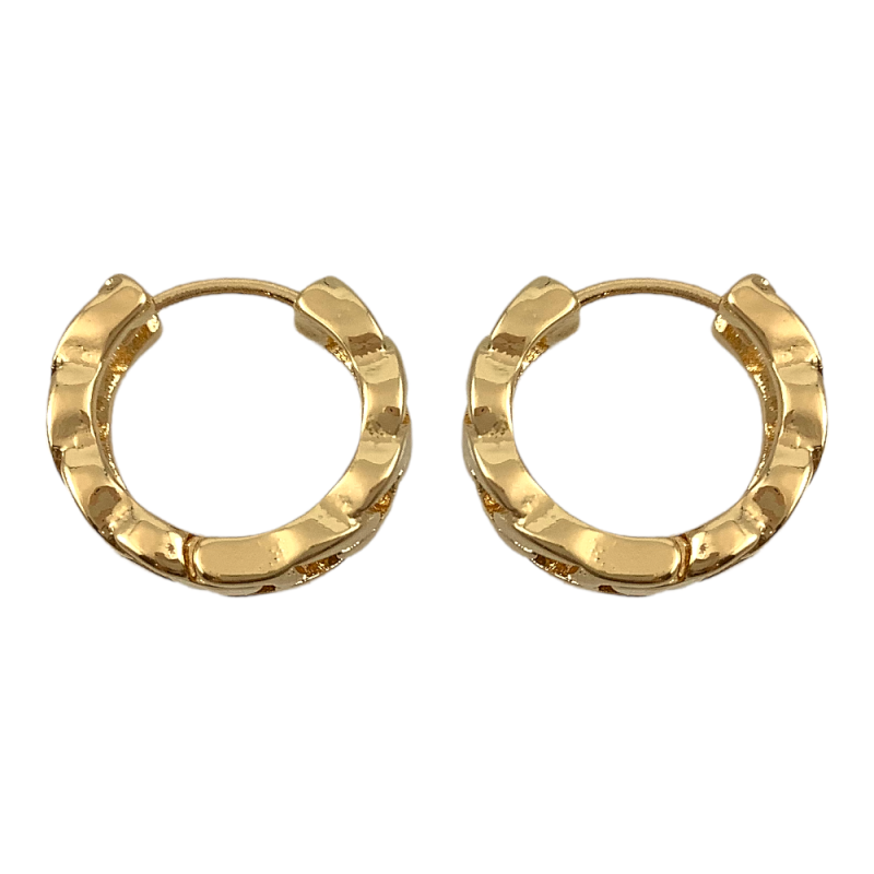 RETRO LINK HUGGIE HOOP EARRINGS - GOLD