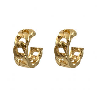 RETRO LINK HUGGIE HOOP EARRINGS - GOLD