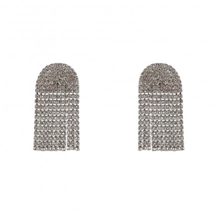 FRINGE CRYSTAL EARRINGS - CRYSTAL CLEAR HALF CIRCLE