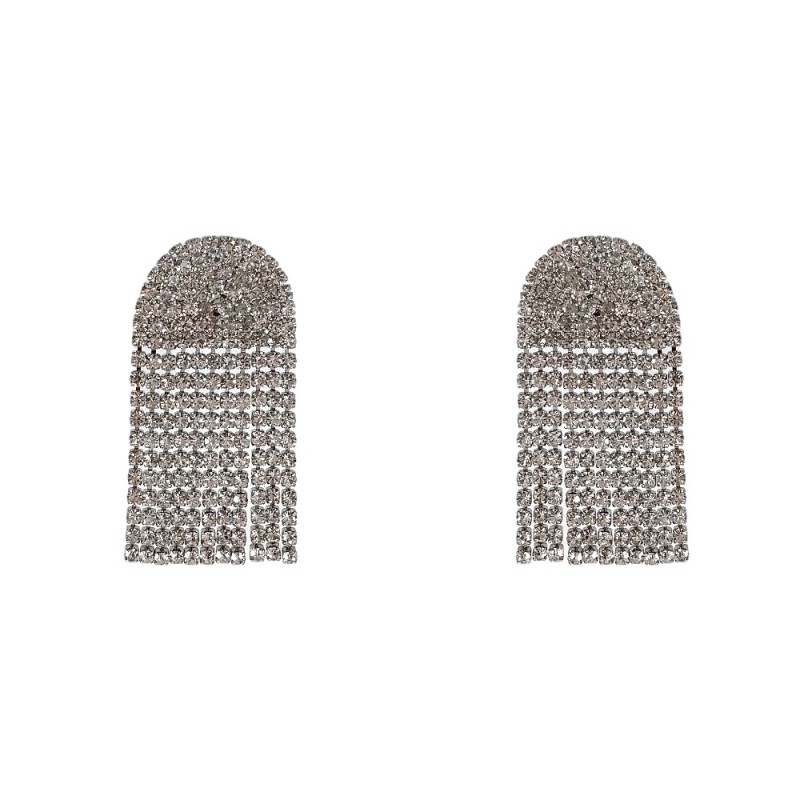 FRINGE CRYSTAL EARRINGS - CRYSTAL CLEAR HALF CIRCLE