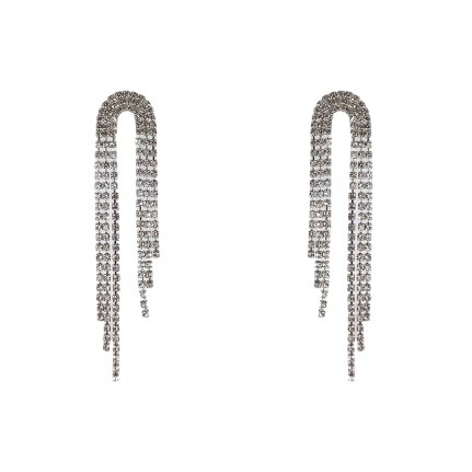 FRINGE CRYSTAL EARRINGS - CURVE SPACE CRYSTAL CLEAR 