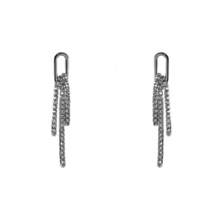 FRINGE CRYSTAL EARRINGS - CRYSTAL CLEAR OVAL 