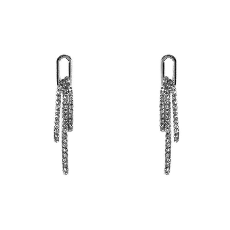 FRINGE CRYSTAL EARRINGS - CRYSTAL CLEAR OVAL 