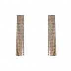 CRYSTAL FRINGE SQAURE EARRINGS - CRYSTAL CLEAR