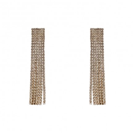 CRYSTAL FRINGE SQAURE EARRINGS - CRYSTAL CLEAR