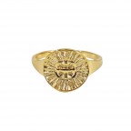 COIN CROSS SIGNET RING - GOLD