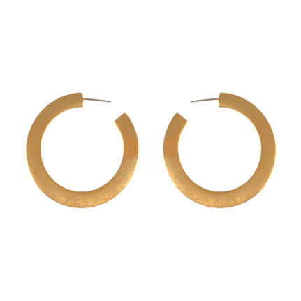 ROUND MATTE HOOP EARRINGS - GOLD
