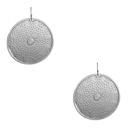 SILVER - METAL FLAT SPIRAL FILIGREE DROP EARRINGS 