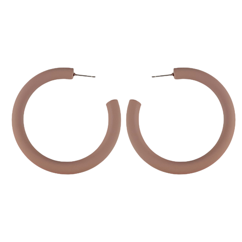 MATTE COATED LARGE HOOPS - MAUVE