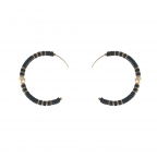 HEISHI BEAD & PEARL HOOPS - BLACK