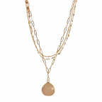 LAYERED AGATE PENDANT NECKLACE - PINK 