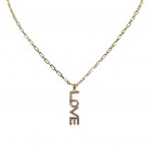 CHAIN LINK LOVE PENDANT NECKLACE - GOLD