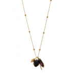 RETRO STONE NECKLACE - GOLD BALL & STICK DETAIL