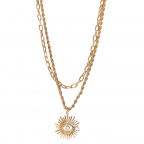 LAYERED STARBURST EYE PENDANT NECKALCE - GOLD