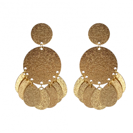 GEOMETRIC DROP & DANGLE MATTE & SHINY EARRINGS - GOLD