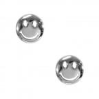 SMILEY FACE STUD EARRINGS - SILVER