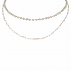 LAYERED BALL & LINK NECKALCAE - SILVER