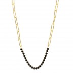 CRYSTAL LINK CHAIN NECKLACE - BLACK