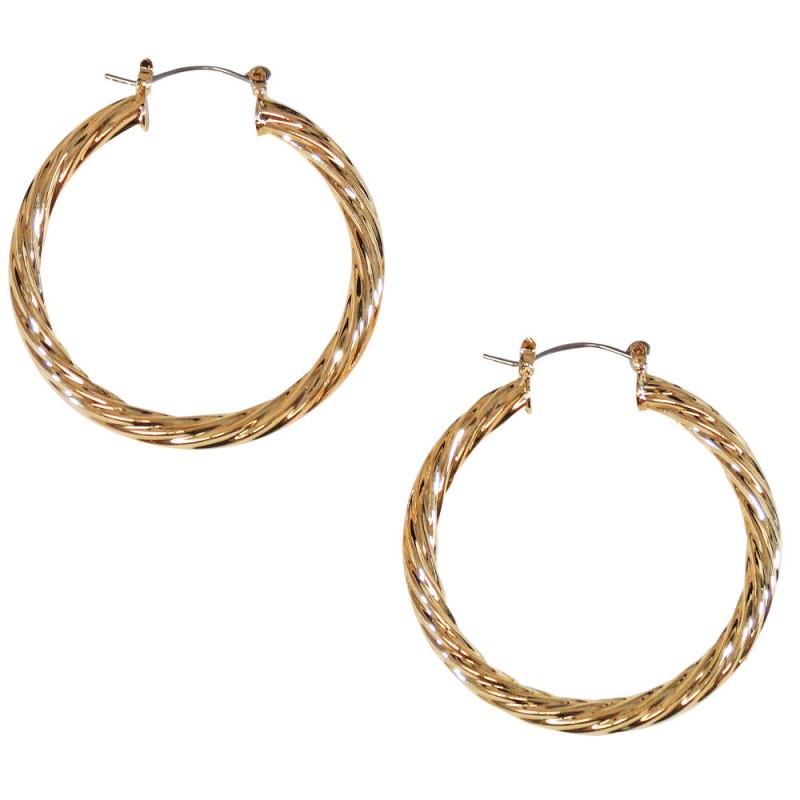 1.5" TEXTURED HOOP EARRINGS - GOLD