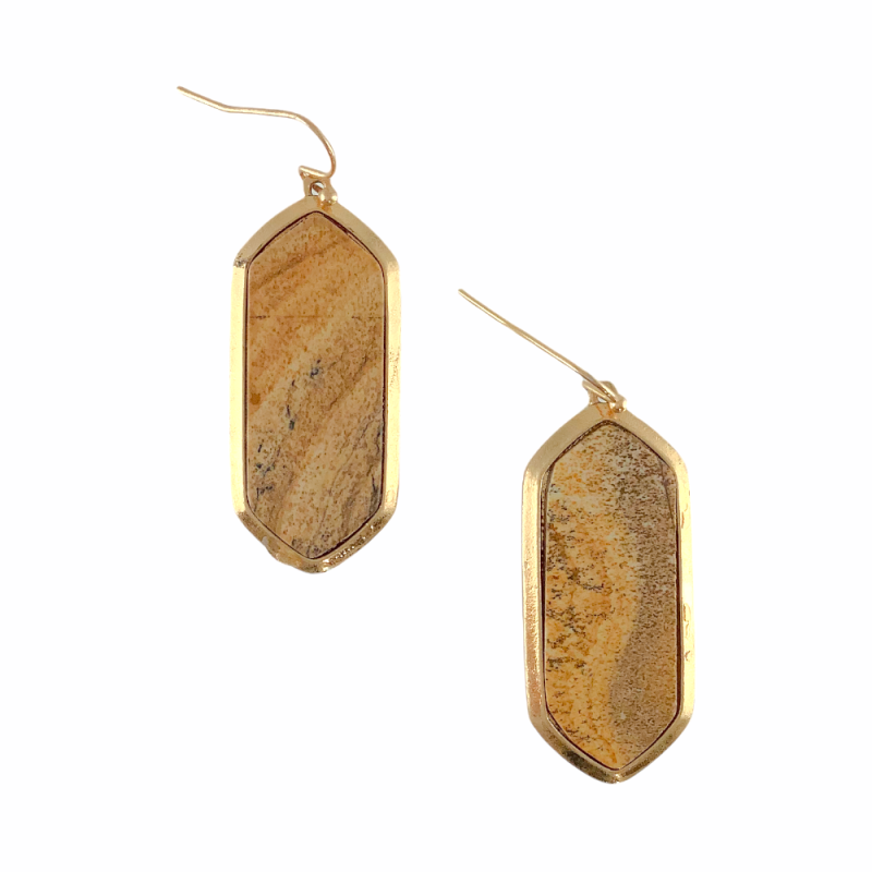SEMI-PRECIOUS STONE DROP EARRINGS - BROWN