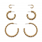 SOLID TWIST HOOP EARRINGS SET - GOLD
