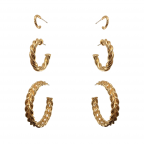SOLID TWIST HOOP EARRINGS SET - GOLD