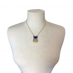 HALF CIRCLE PENDANT METAL BAR FRINGE NECKLACE - LIGHT PINK 