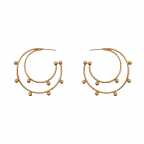 MINI 9 BALL DETAIL HOOP EARRINGS - GOLD