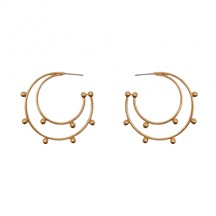 MINI 9 BALL DETAIL HOOP EARRINGS - GOLD